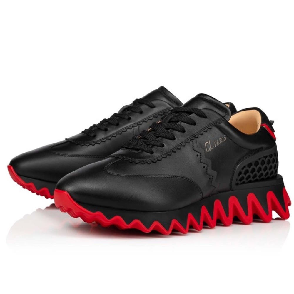Christian Louboutin Black and Red Sneakers with Aggressive Sole